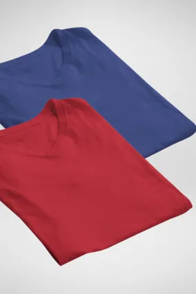 Red and Royal Blue V Neck T-Shirts Combo for Men