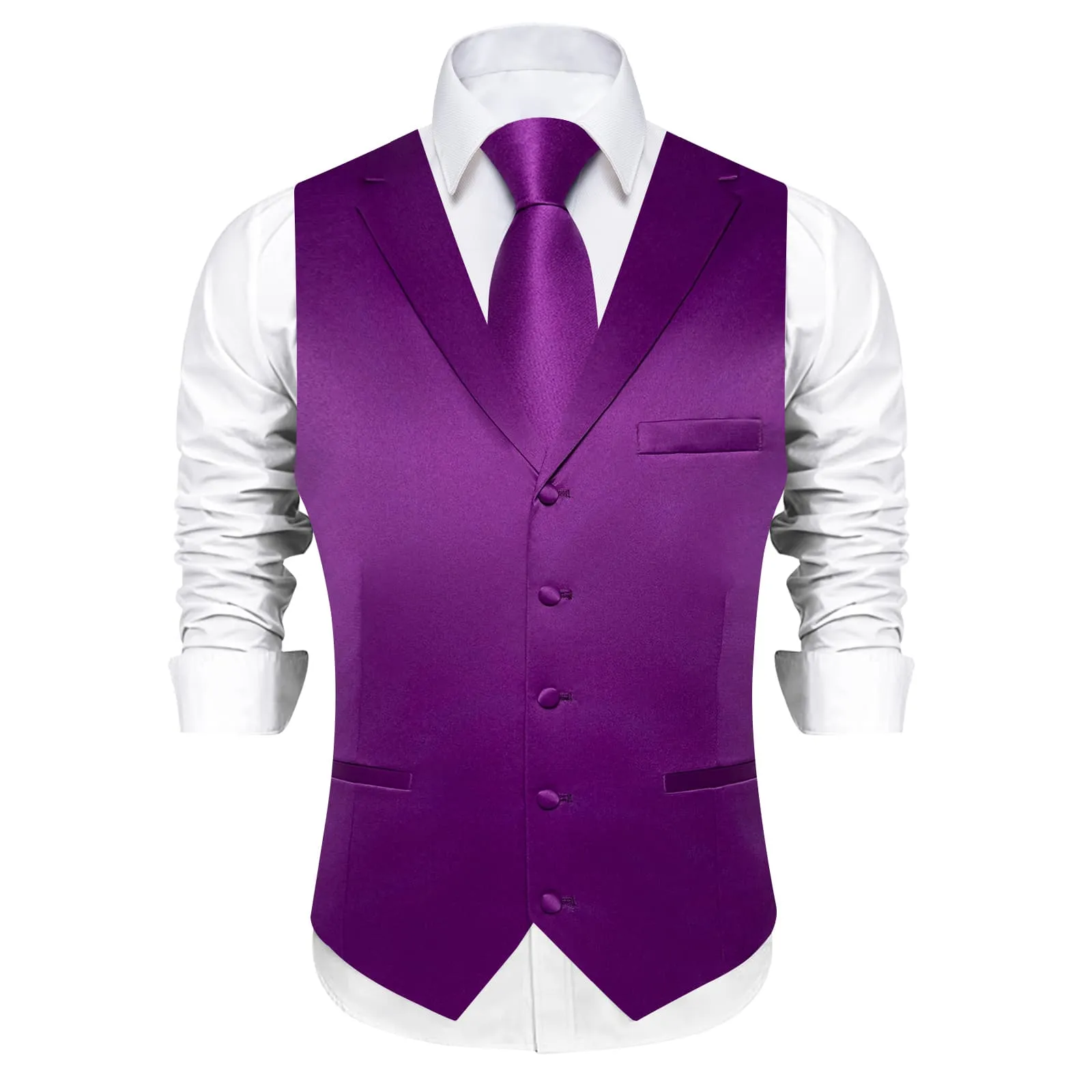Ties2you Dress Vest Dark Magenta Purple Solid Notched Collar Work Silk Vest for Men