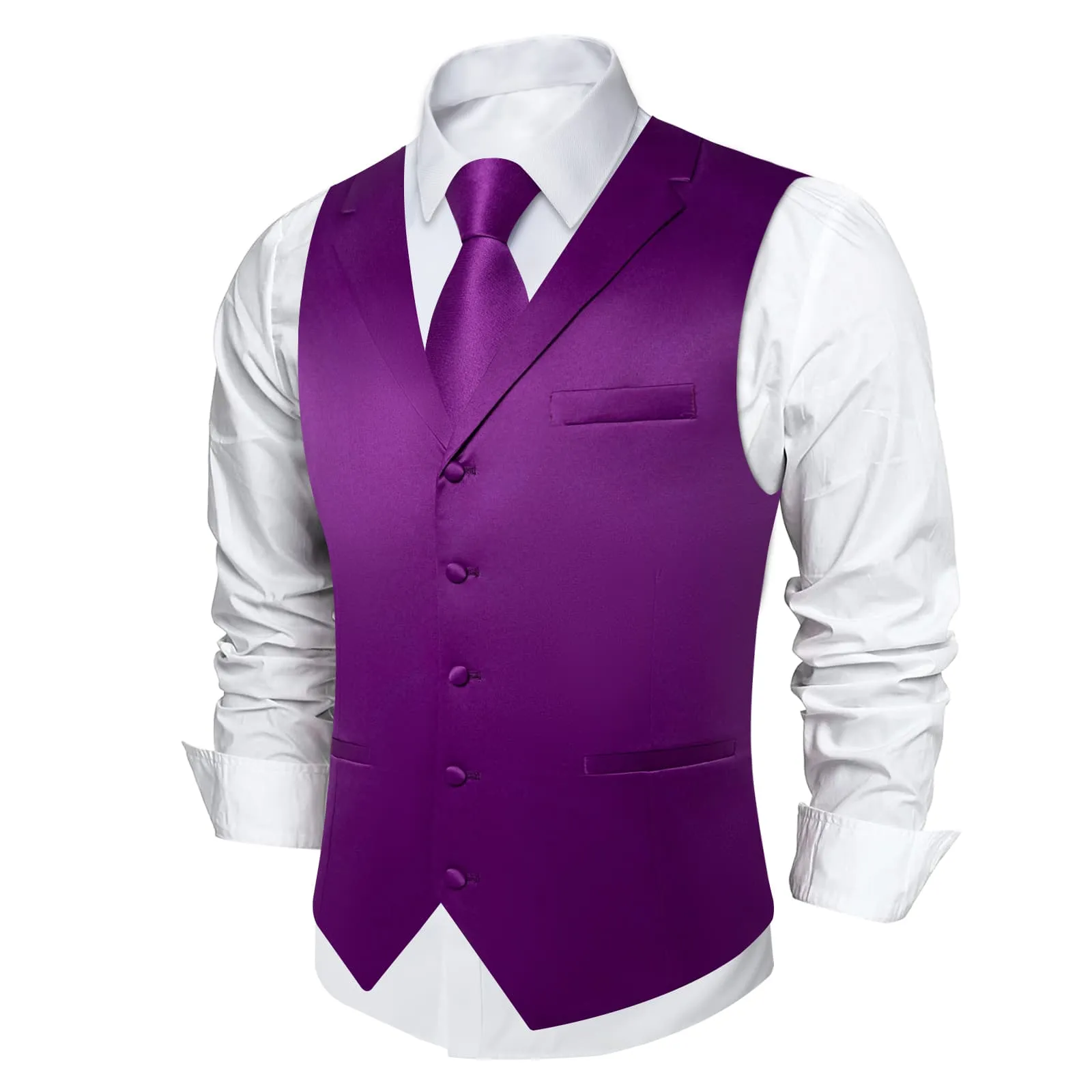 Ties2you Dress Vest Dark Magenta Purple Solid Notched Collar Work Silk Vest for Men