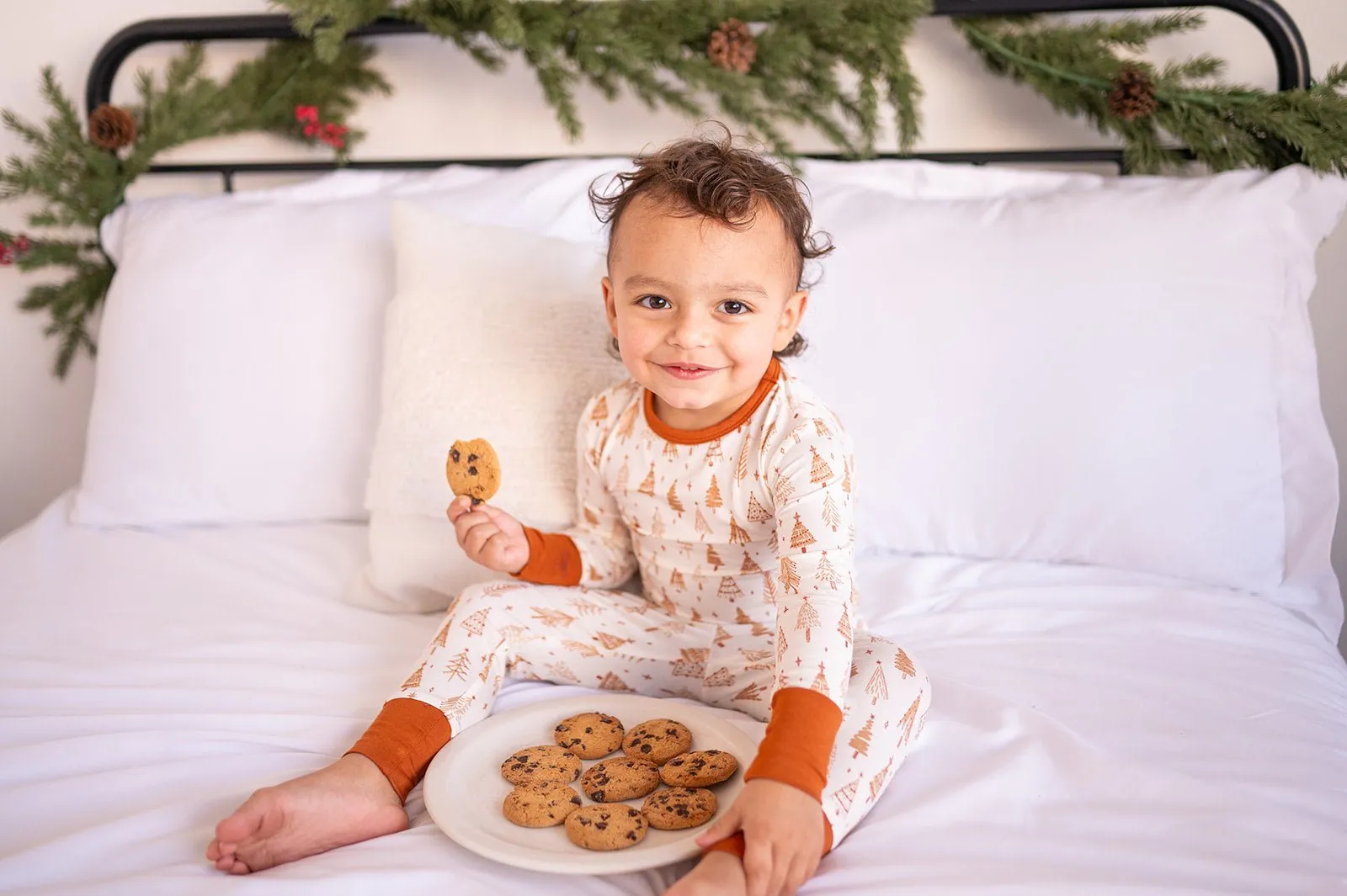 Two-Piece Pajama Set - Pine Christmas Trees