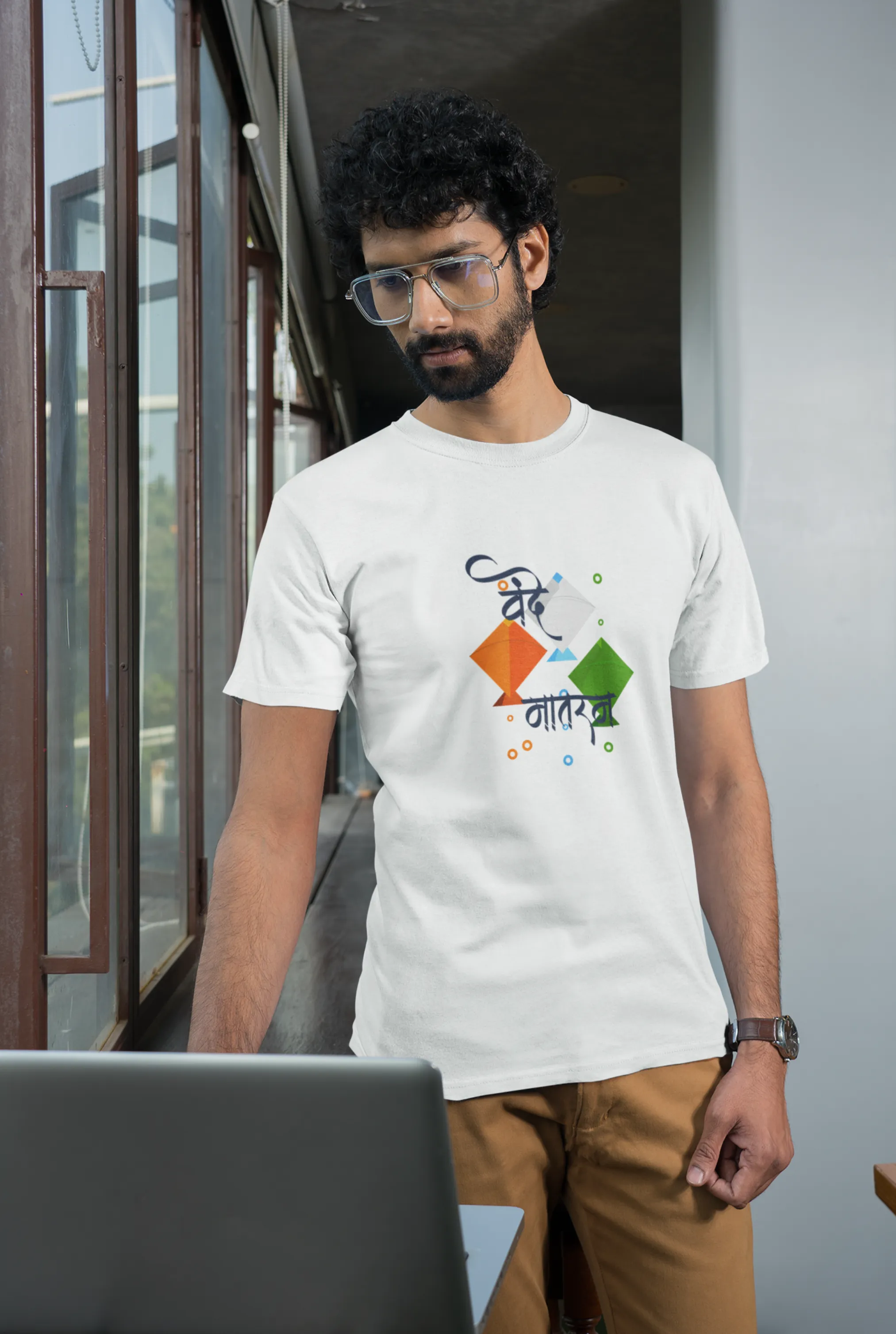 Vande Mataram White Printed T-shirt for men